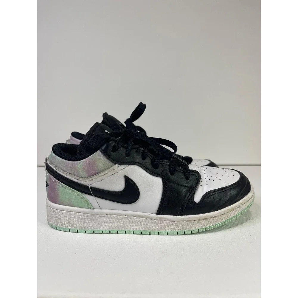 Nike Air Jordan 1 Low SE Tie Dye Black White Mint Foam 4Y DQ2514-100‎